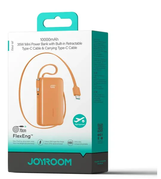 Joyroom JR-PR2 35W Dual Retractable Cable Power Bank – 10000mAh - Gallery Image 1